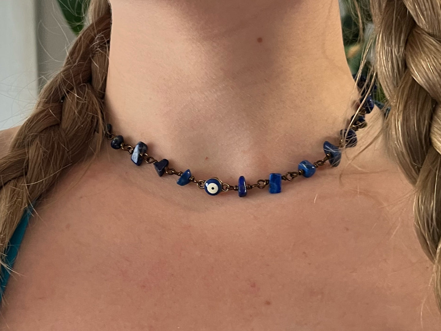Evil Eye Lapis Lazuli Necklace