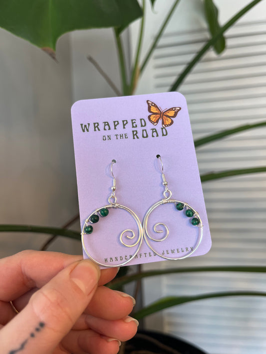 Malachite Spiral Hoops