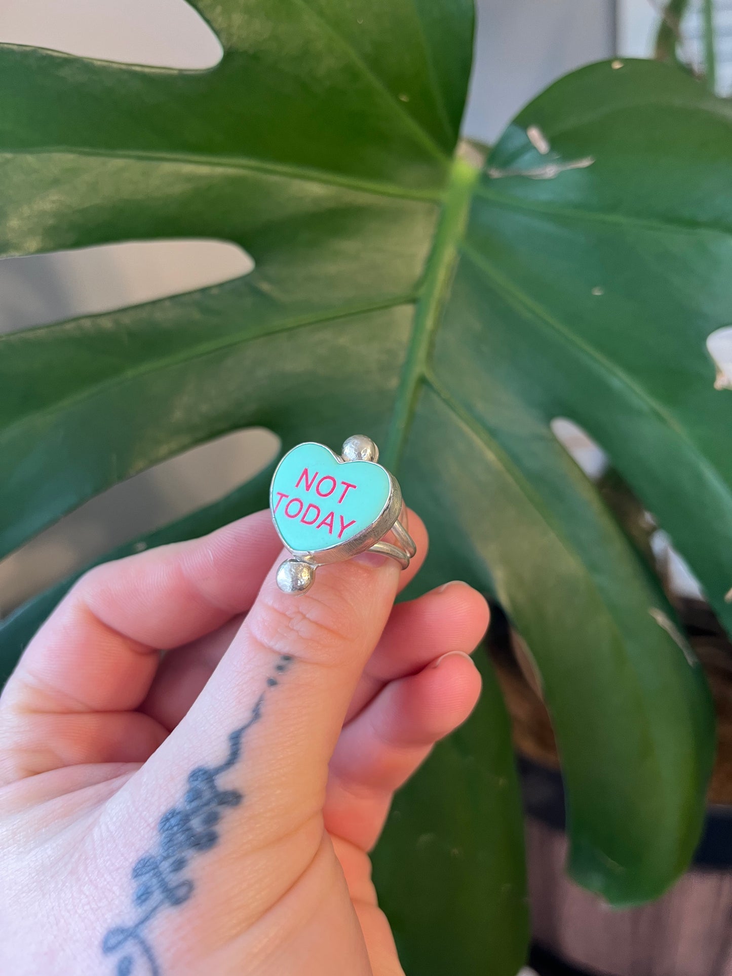 Conversation Heart Ring “Not Today” sz 7