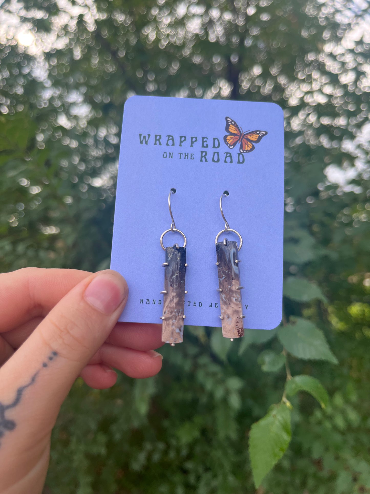 Petrified Palm Prong Earrings