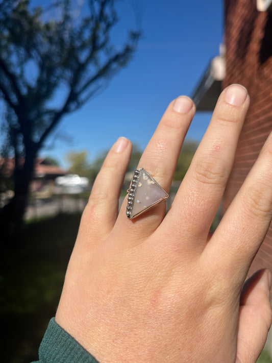 Polka Dot Agate Ring Sz 7.5
