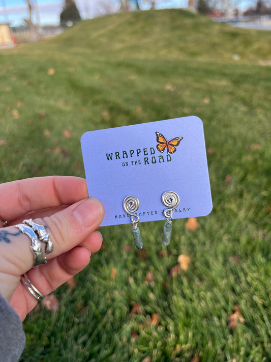 Moss Agate Spiral Studs