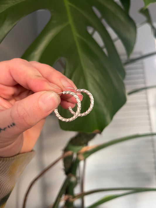 Twisted Hoops Sterling Silver