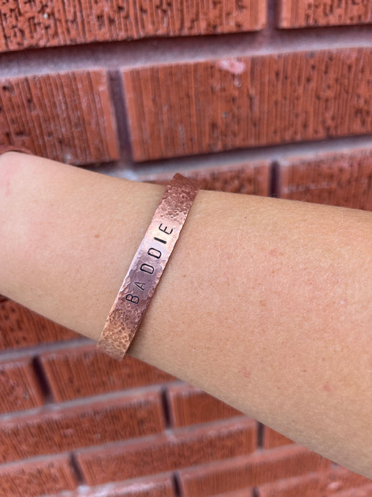 “Baddie” Stamped Copper Cuff