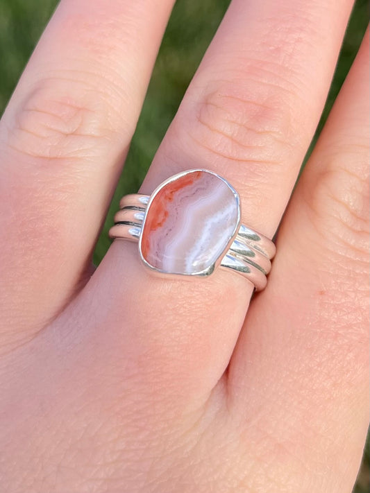Carnelian Triple Band Ring Sz 10
