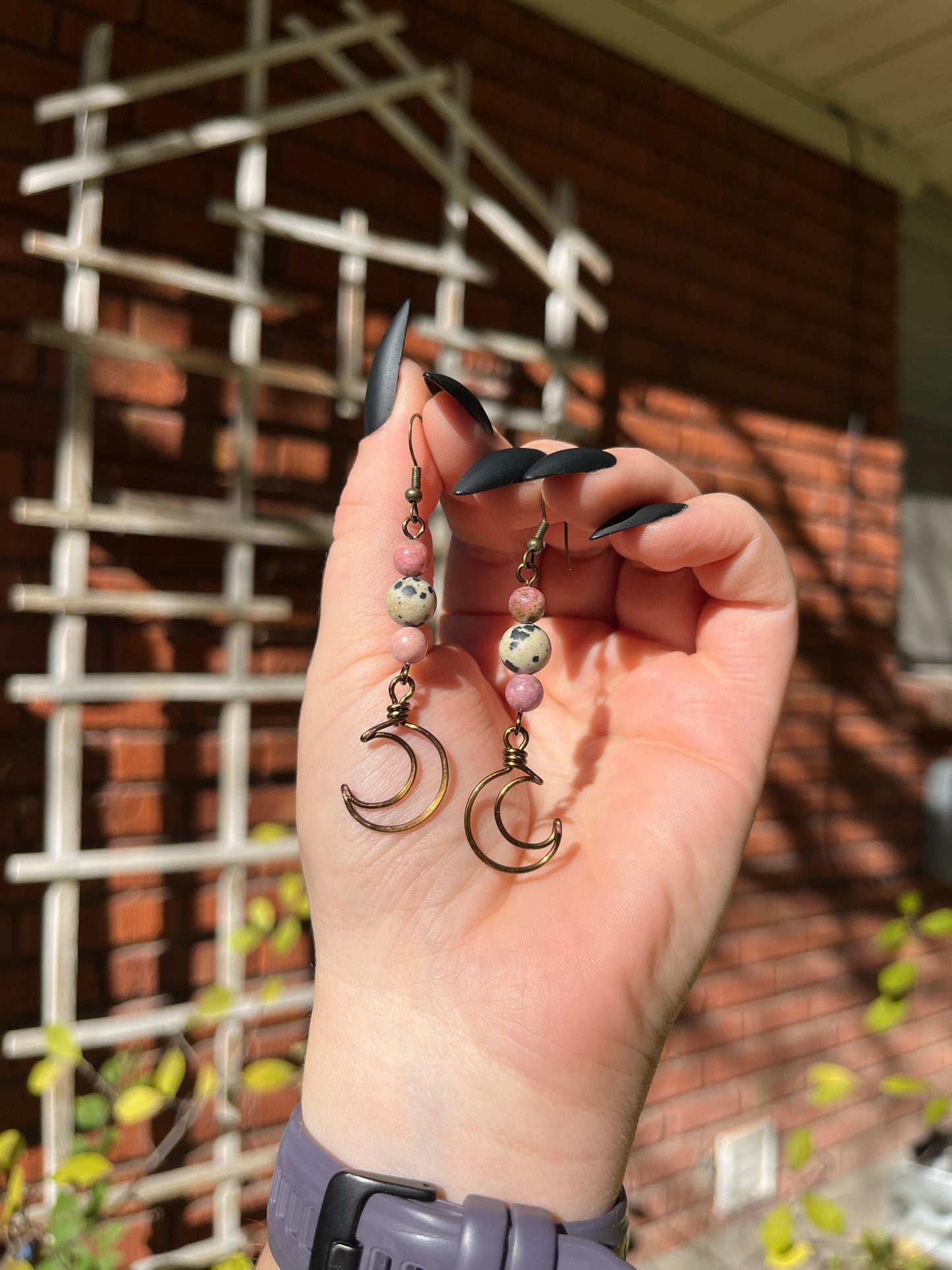 Bronze Moon w Dalmatian Jasper & Rhodonite