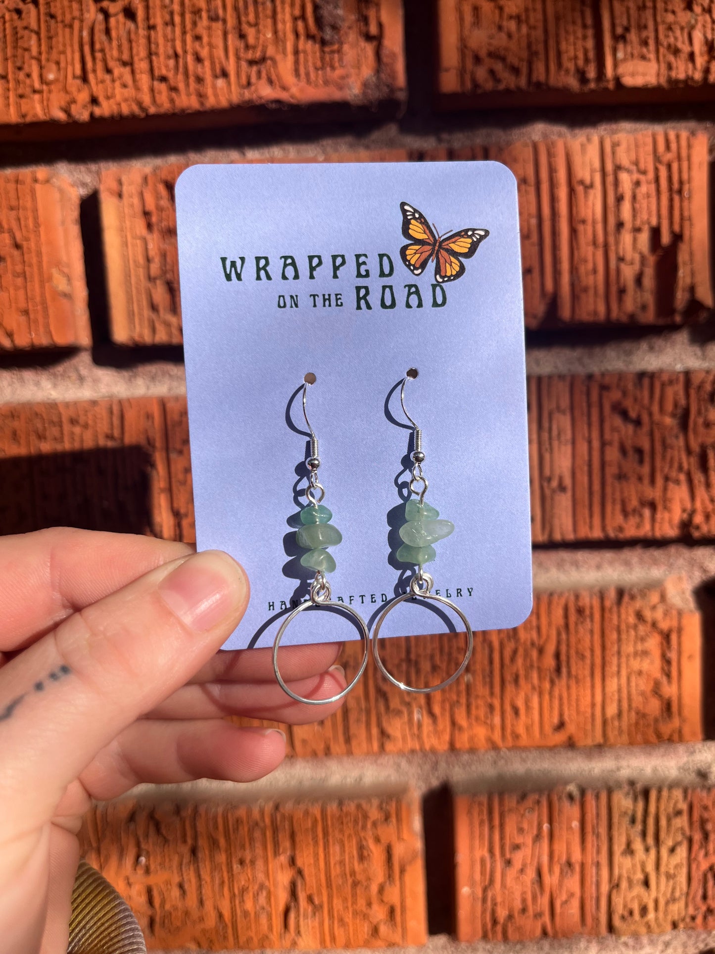 Aventurine Drop Hoops