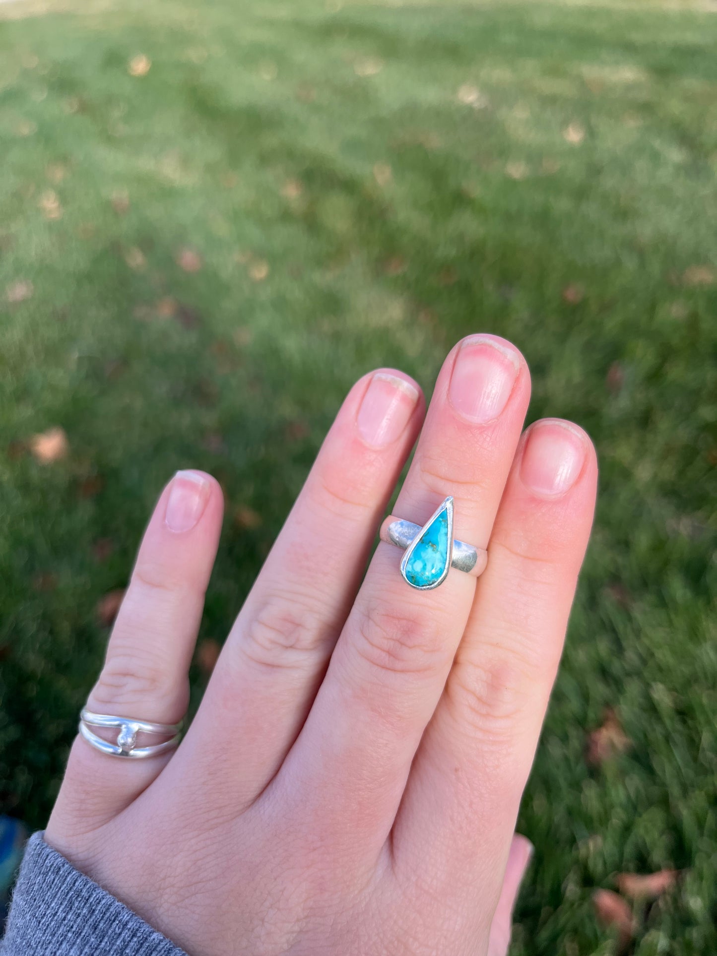 Hubei Turq Chunky Band Ring Sz 6