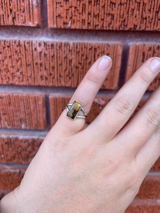 Tigers Eye Split Band Ring Sz 5.5
