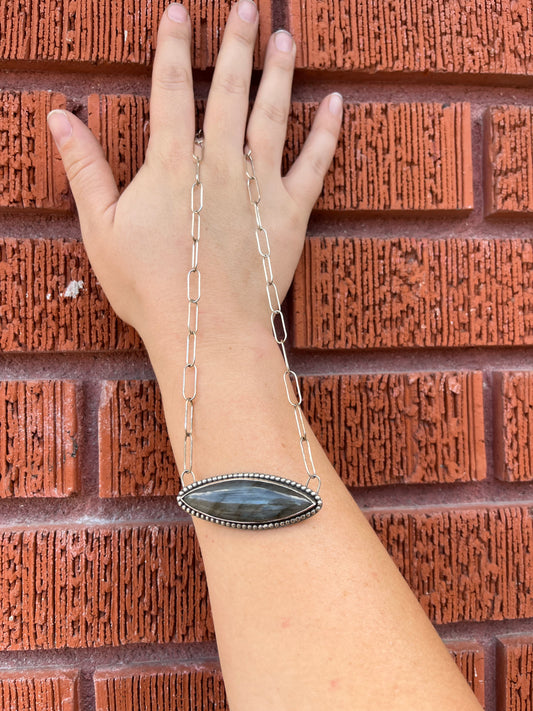 Labradorite Paperclip Chain Necklace