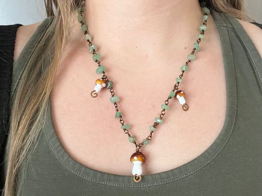 Aventurine Mushroom Necklace