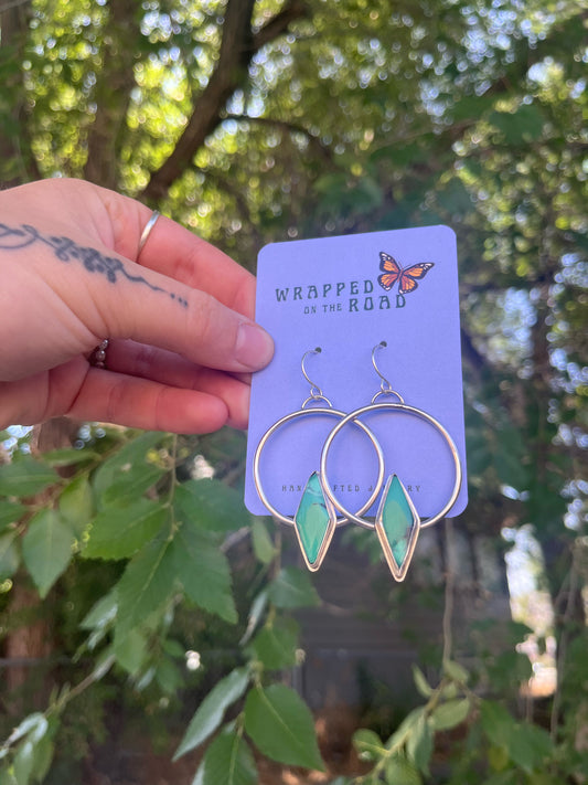 Emerald Rose Variscite Hoops
