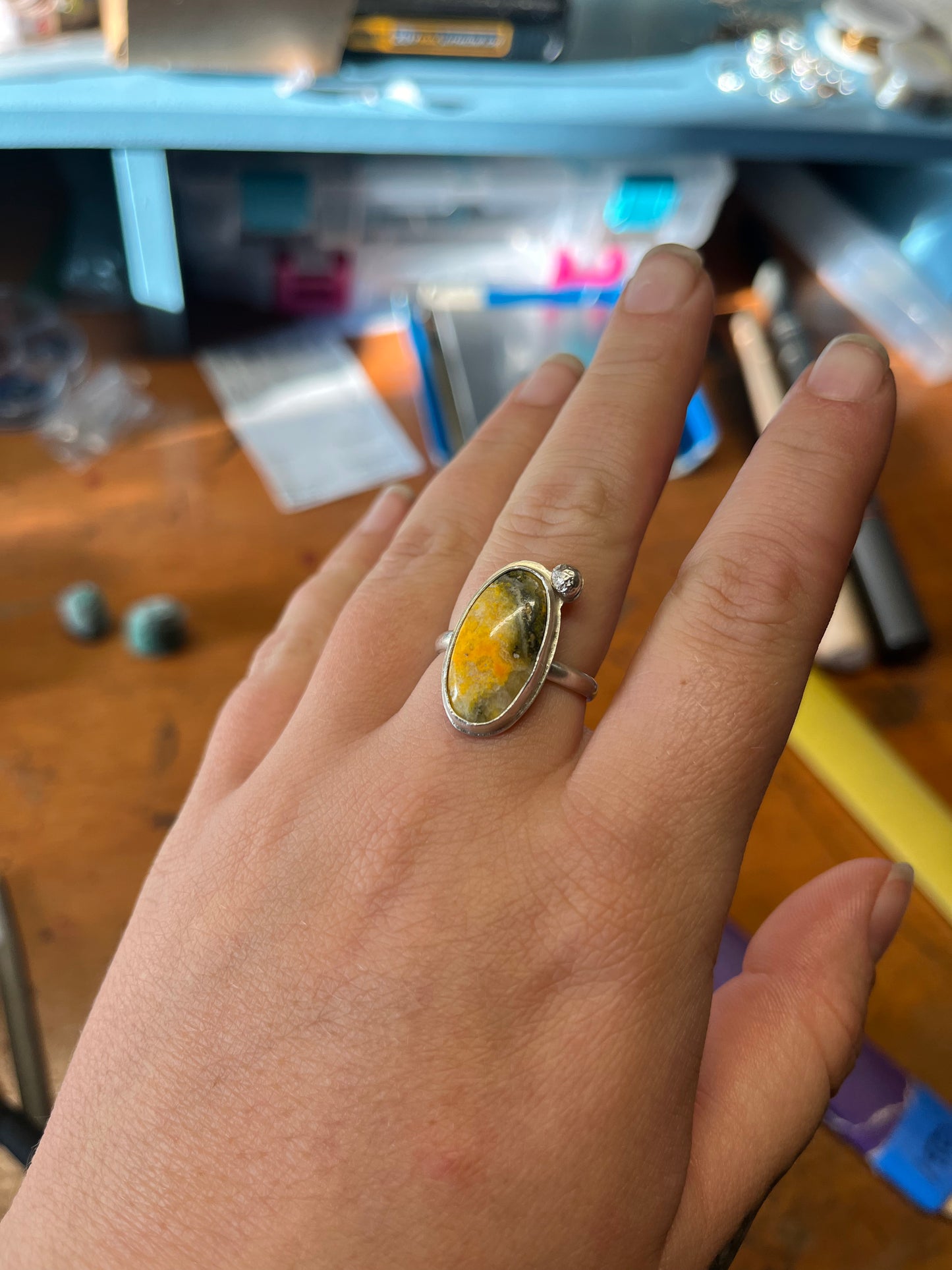 Bumblebee Jasper Ring Sz 9