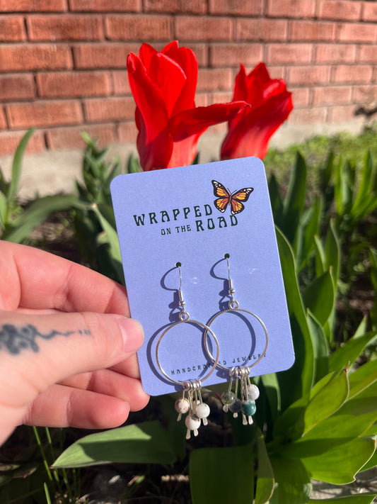 Moss Agate Chandelier Hoops