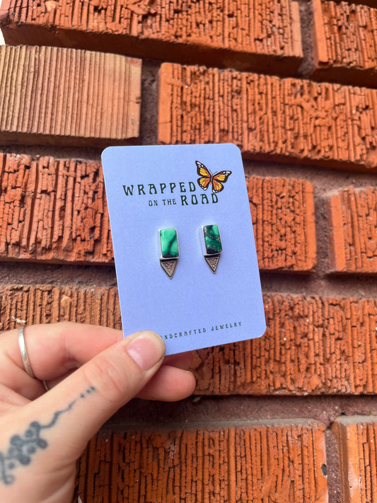 Emerald Rose Variscite Studs