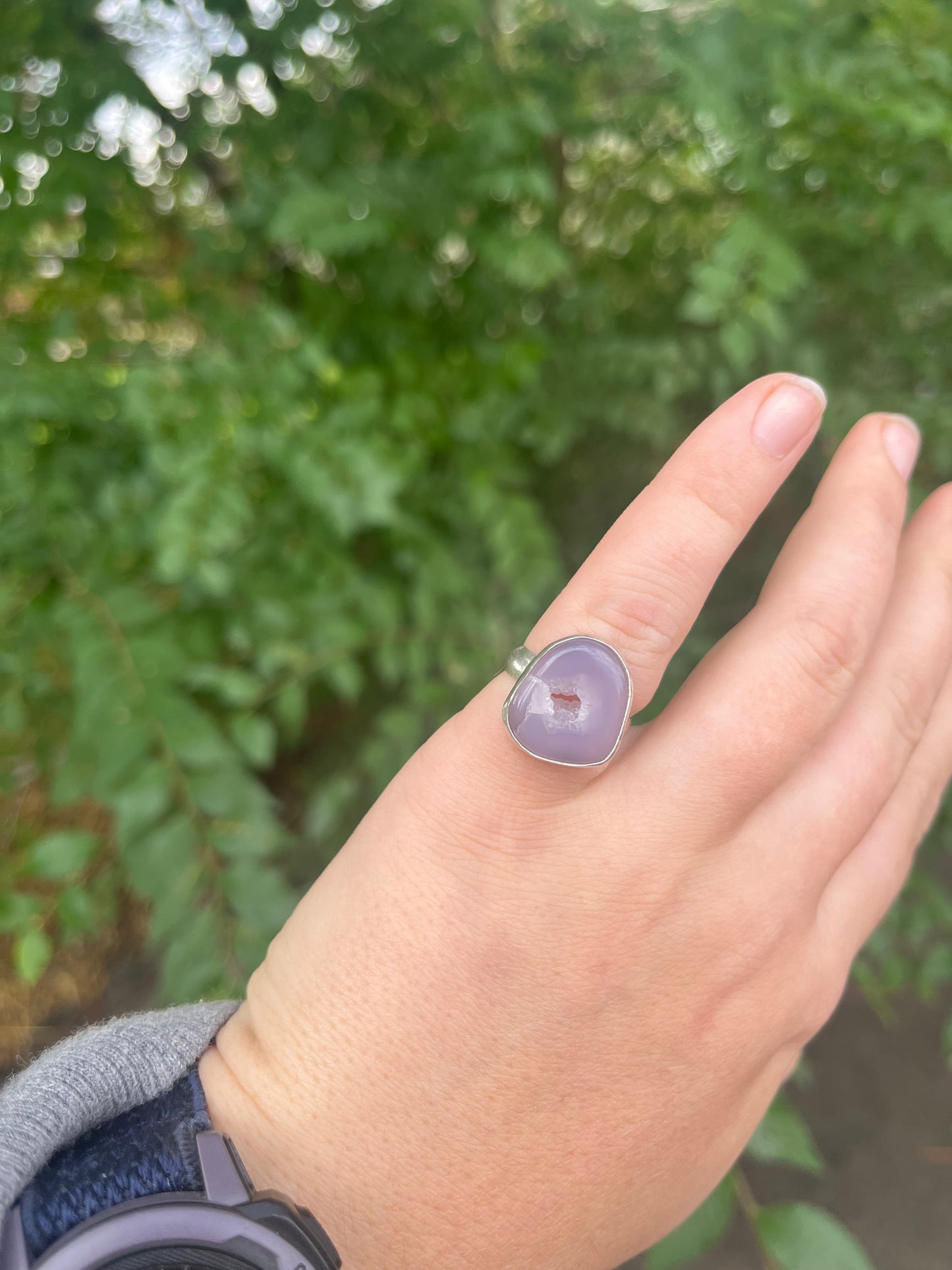 Purple Agate Geode Ring sz 6.25