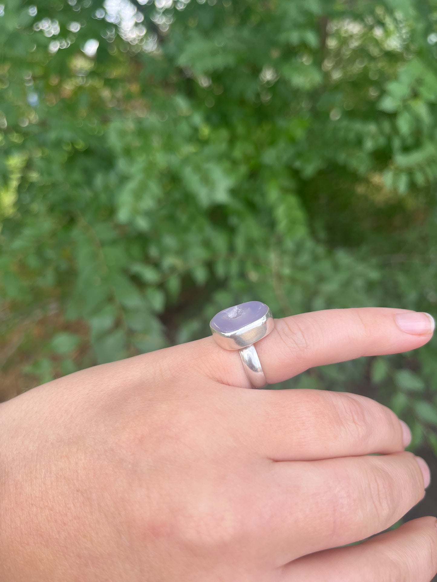 Purple Agate Geode Ring sz 6.25