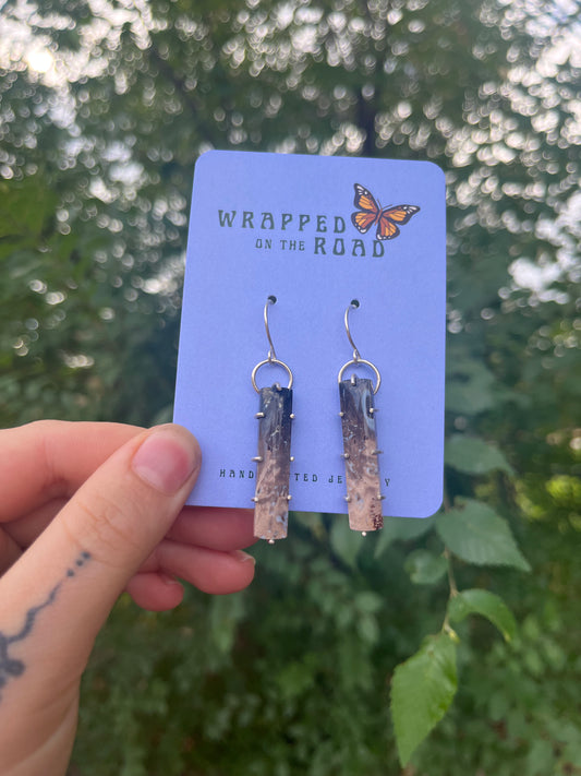 Petrified Palm Prong Earrings