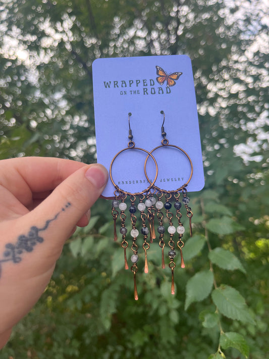 Rutilated Quartz Waterfall Hoops