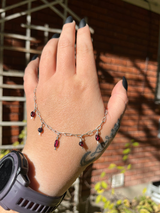 Garnet Paperclip Chain Necklace