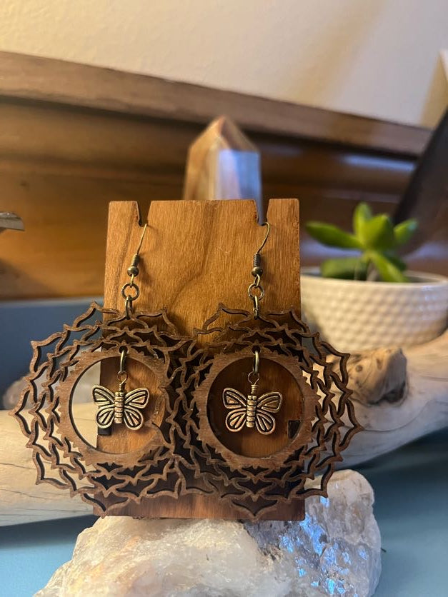 Wooden Mandalas w/ Butterfly Bead