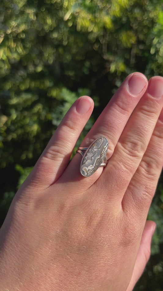 Crazy Lace Agate Split Band size 9